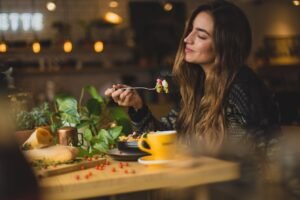 Person eating a meal