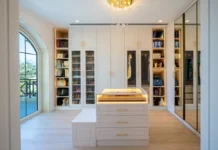 How to Plan a Home Renovation Project in Dubai: 2026 Guide Luxury home renovation in Dubai featuring an elegant walk-in closet with custom cabinetry and a chandelier.